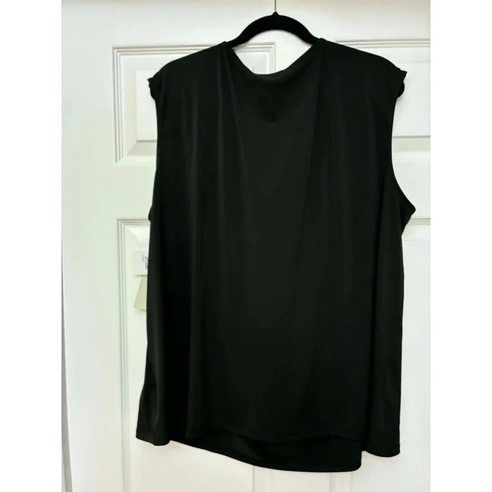 Carmen Marc Valvo Woman 2X Black Draped Sleeveless Tunic Blouse Top NWT - Picture 2 of 6